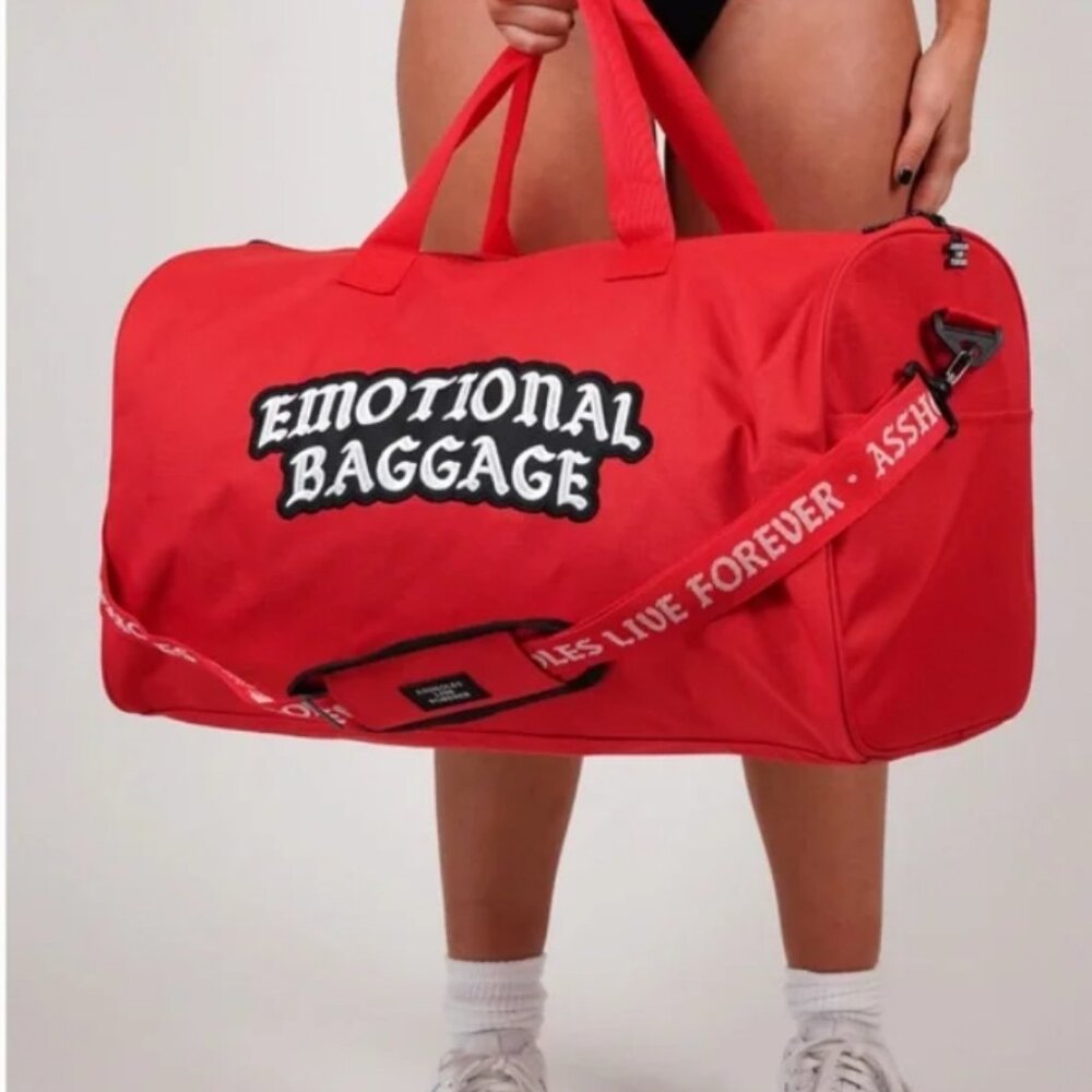 Linda Finegold Red Emotional Baggage Duffle Bag